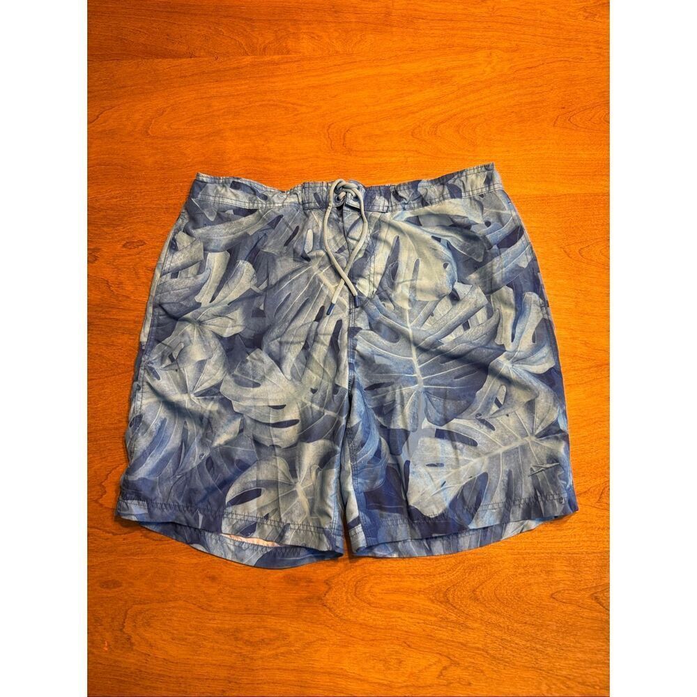 Speedo Men's Palm Leaf Print Lined TurboDri Kalo Palms Board Shorts Blue Size XL
